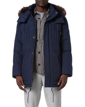 Andrew Marc Tremont Faux Fur Trim Parka - Blue