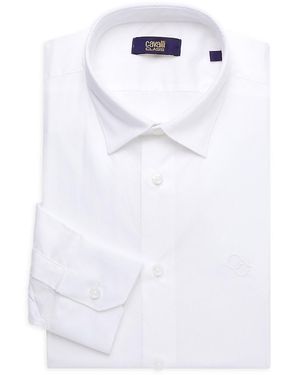 Cavalli Class by Roberto Cavalli Slim Fit Textured Dress Shirt - White