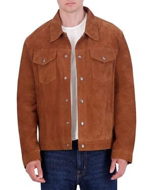 Cole Haan Suede Regular Fit Jacket - Brown
