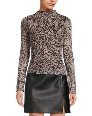 Noisy May Steffi Leopard Print Top - Black