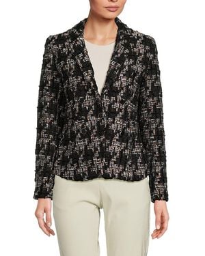 ecru Textured Blazer - Black