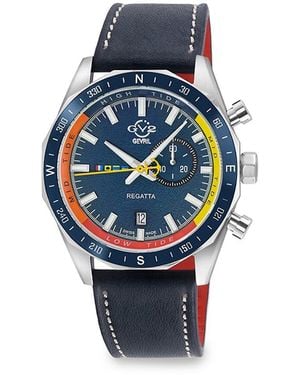 Gv2 Regatta Stainless Steel & Leather-Strap Watch/42Mm - Blue
