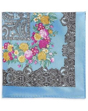 Robert Graham Floral Paisley Silk Pocket Square - Blue