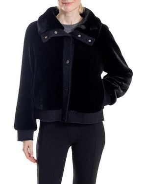 Belle Fare Wool Trim Faux-Mink Jacket - Blue