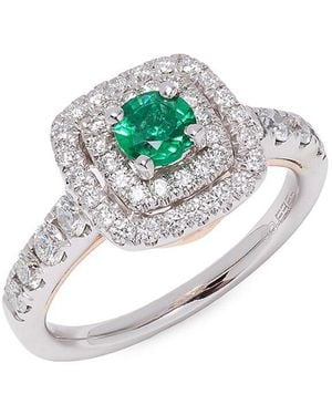 Effy 14k White & Rose Gold, 0.80 Ctw Emerald & 0.86 Ctw Diamond Ring - Metallic