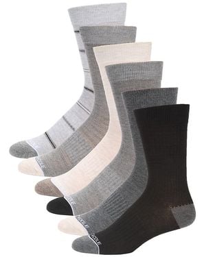 Kenneth Cole 6-Pack Assorted Stripe Crew Socks - Grey