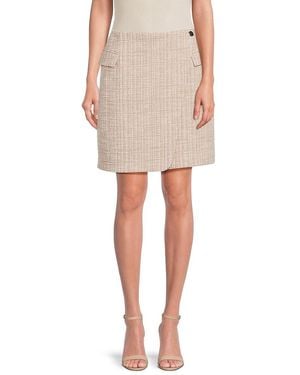 Calvin Klein Tweed Pencil Miniskirt - Natural