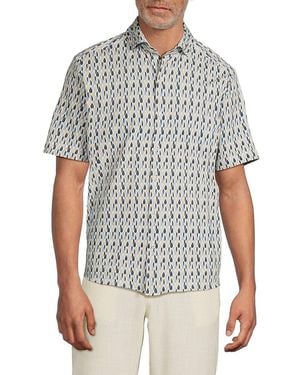Luchiano Visconti Geometric-Print Performance Shirt - White