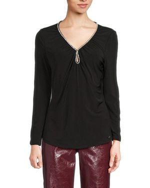 Badgley Mischka Embellished Top - Black