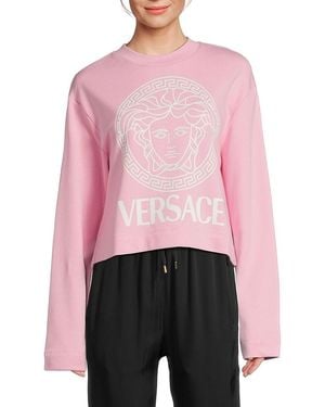 Versace Medusa Logo Cotton Sweatshirt - Pink