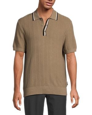 Ben Sherman Herringbone Polo Shirt - Natural