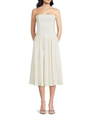 WeWoreWhat Corset Bodice Midi Off The Shoulder Dress - White