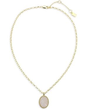 SAVIENE Goldplated Dryzy & Cubic Zirconia Oval Pendant Necklace - Natural