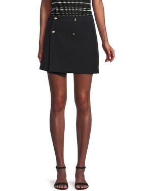 McQueen Double-breasted Wool-cotton A-line Miniskirt - Black