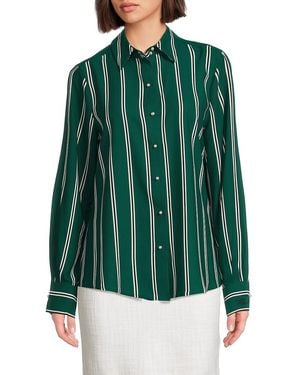 Karl Lagerfeld Striped Faux Pearl Button Shirt - Green