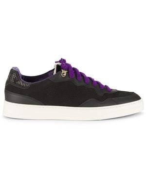 P448 Bali Snake-Embossed Low-Top Leather Trainers - Black