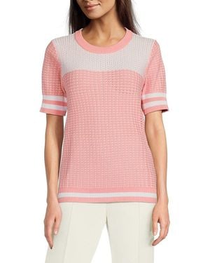 Joseph A Pointelle Knit Short-Sleeve Jumper - Red