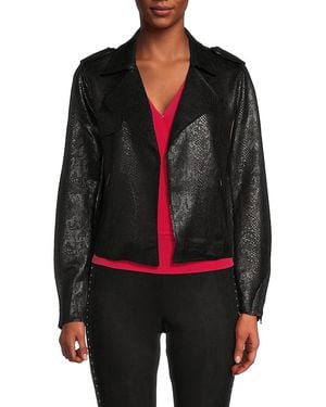 Catherine Malandrino Open Front Faux Leather Biker Jacket - Black