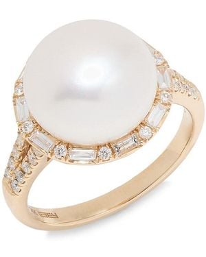 Effy 14K, Freshwater Pearl & Diamond Ring - White