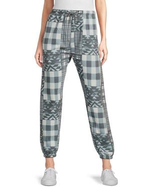 Saks Fifth Avenue Patchwork Fleece Drawstring Jogger Trousers - Blue