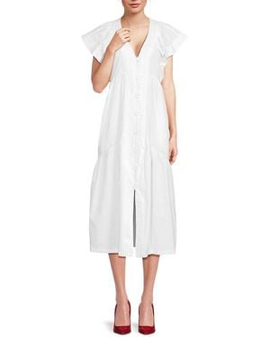 AREA STARS Bea Button Down Midi-dress - White