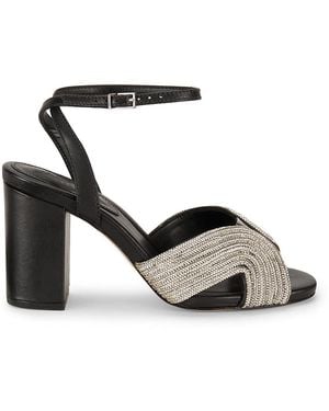 SCHUTZ SHOES Nellie 75mm Crystal-embellished Block Heel Sandals - White