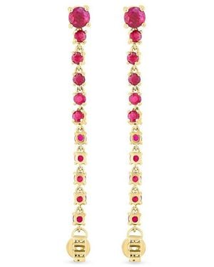 Effy 14k Rose Gold, Ruby & Diamond Drop Earrings - Metallic