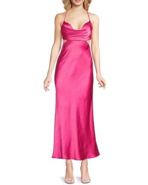 Bebe Satin Cut-Out Midi-Dress - Pink