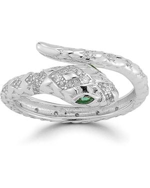 Chloe and Madison 14K--Plated Sterling & Cubic Zirconia Snake Ring - Grey