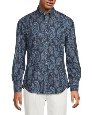 Brunello Cucinelli Striped Linen Shirt - Blue