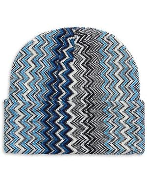 Missoni Zig-Zag Tonal Wool-Blend Beanie - Blue