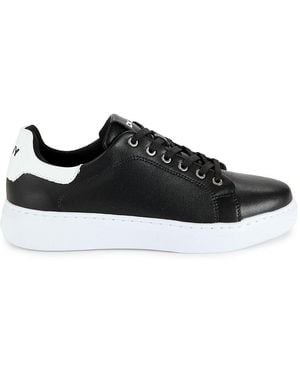 DKNY Logo Leather Low Top Trainers - Black