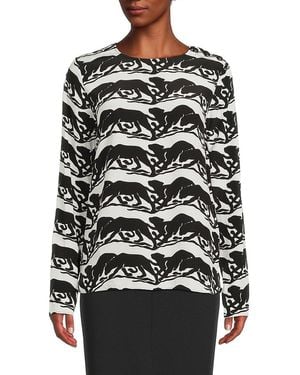 The Kooples Panther Print Top - Grey