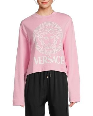 Versace Medusa Logo Cotton Sweatshirt - Pink