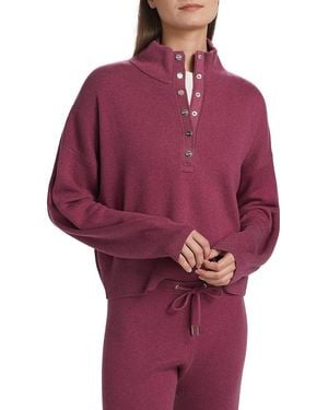 Saks Fifth Avenue Snap Placket Funnel Neck Sweater - Purple