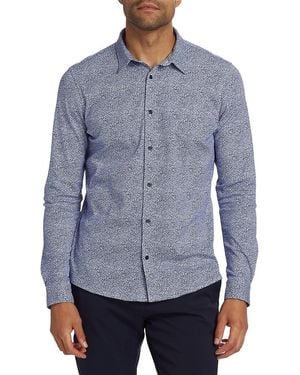 Saks Fifth Avenue Slim Fit Micro Floral Button-Front Shirt - Blue