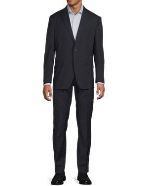 Kenneth Cole Plaid Slim-Fit Suit - Blue