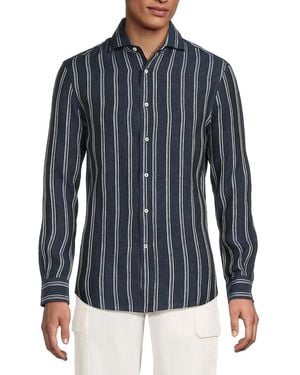 Brunello Cucinelli Striped Linen Shirt - Blue