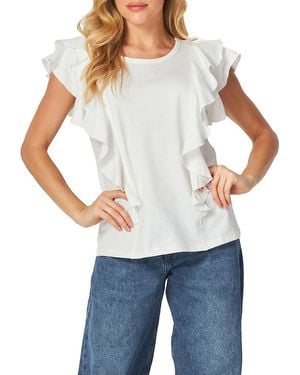 BLUEGREY Ruffled Feathers Ruffle Top - White