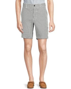 Ben Sherman Flat Front Striped Seersucker Shorts - Grey