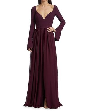 Vera Wang Leonie V-Neckline Gown - Purple