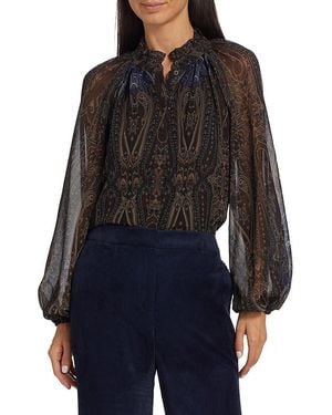 Kobi Halperin Sofiana Paisley Chiffon Blouse - Black