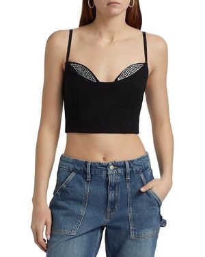 GOOD AMERICAN Ponte Crystal-trim Top - Black