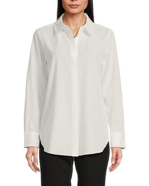 DKNY Hidden Placket Long Sleeve Shirt - White