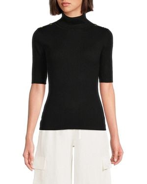 Tahari Turtleneck Ribbed Jumper - Black