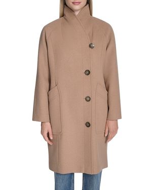 Cole Haan Asymmetric Wool-Blend Coat - Natural