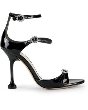 Alexandre Birman Anastasia 105Mm Rhinestone-Trim Leather Platform Sandals - Black
