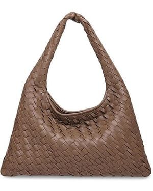Walter Baker Mini Haven Croc Embossed Leather Hobo Bag - Brown