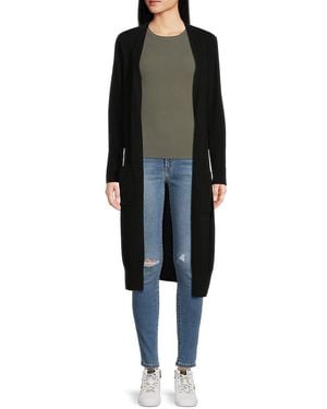 Saks Fifth Avenue Longline Open-Front Cashmere Knit Cardigan - Black