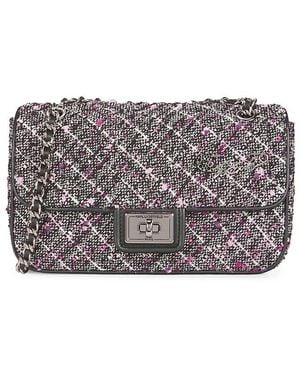 Karl Lagerfeld Agyness Quilted Tweed Chain Shoulder Bag - Grey